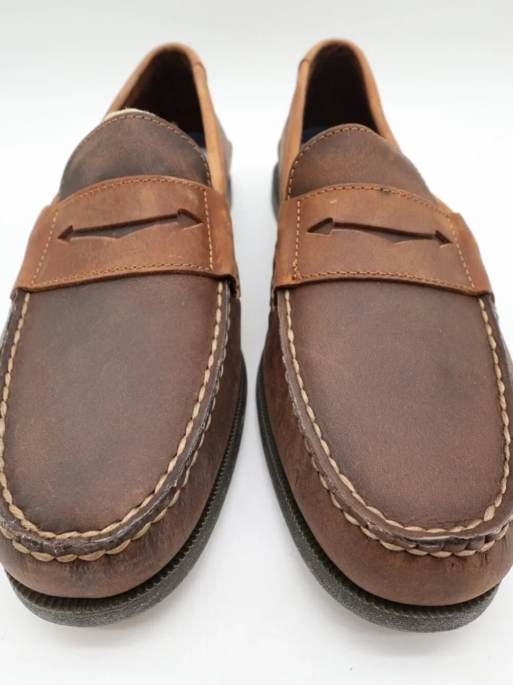 Sperry A/O Penny Loafers Mens 10.5 Brown Leather Slip On Boat Shoes